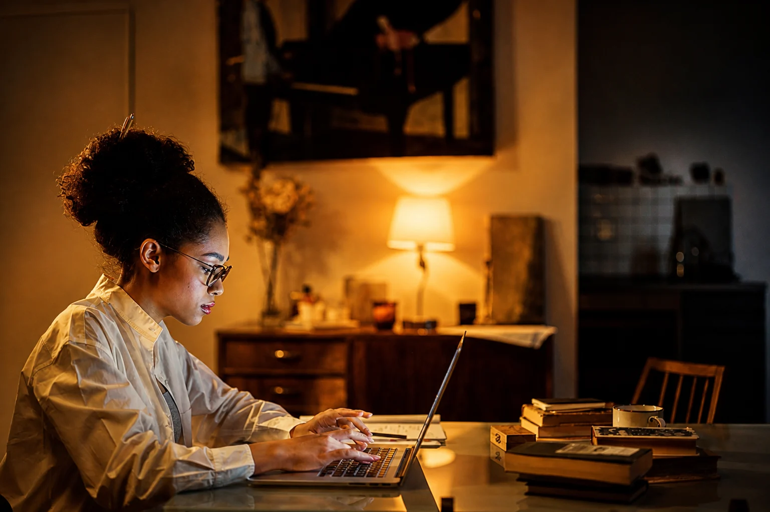 Entrepreneur woman discussing statistics